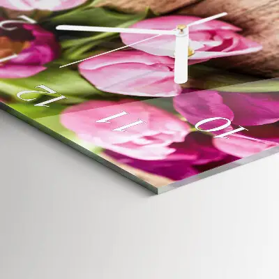 Moderne wanduhr quadratisch Tulpen