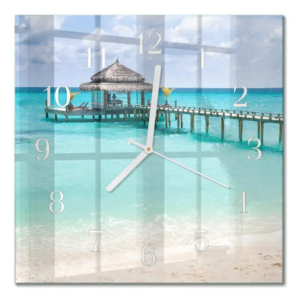 Glasuhr quadratisch Strand