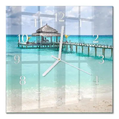 Glasuhr quadratisch Strand