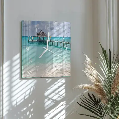 Glasuhr quadratisch Strand