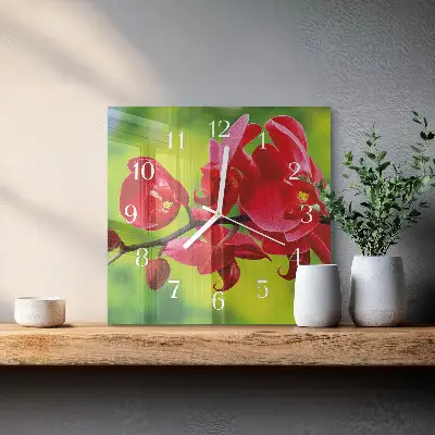 Quadratische wanduhr modern Orchidee