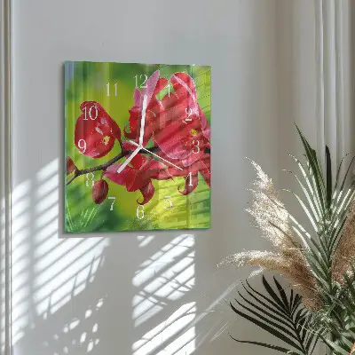 Quadratische wanduhr modern Orchidee