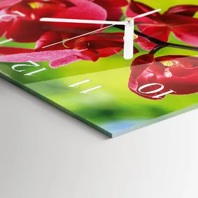 Quadratische wanduhr modern Orchidee