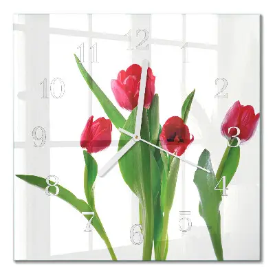 Quadratische wanduhr Tulpen