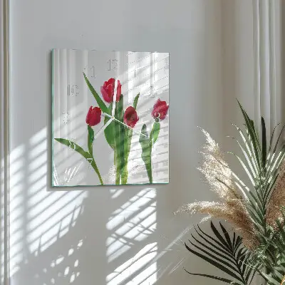 Quadratische wanduhr Tulpen