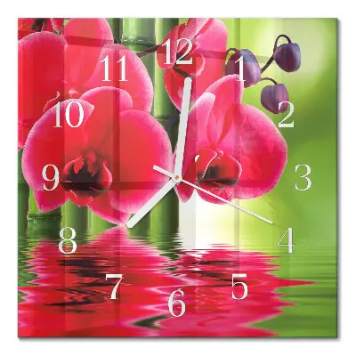 Quadratische wanduhr Orchidee