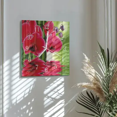 Quadratische wanduhr Orchidee