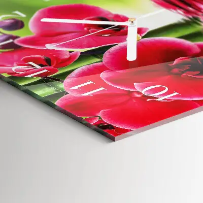 Quadratische wanduhr Orchidee