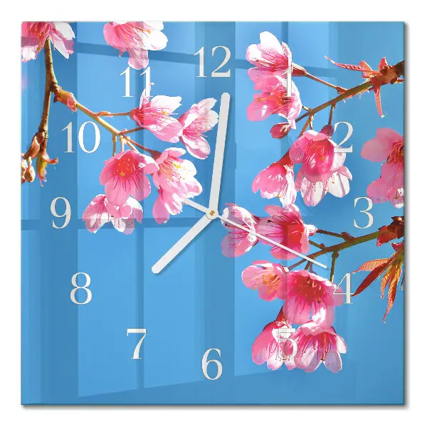 Glasuhr quadratisch Blumen