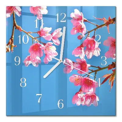 Glasuhr quadratisch Blumen