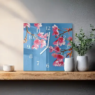 Glasuhr quadratisch Blumen
