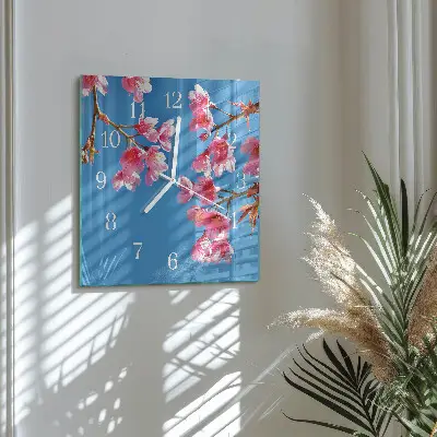 Glasuhr quadratisch Blumen