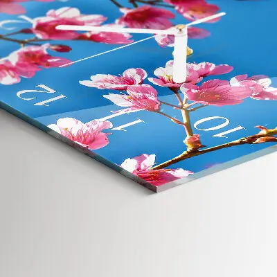 Glasuhr quadratisch Blumen