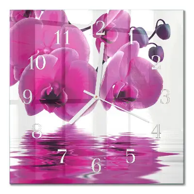 Quadratische wanduhr Orchidee