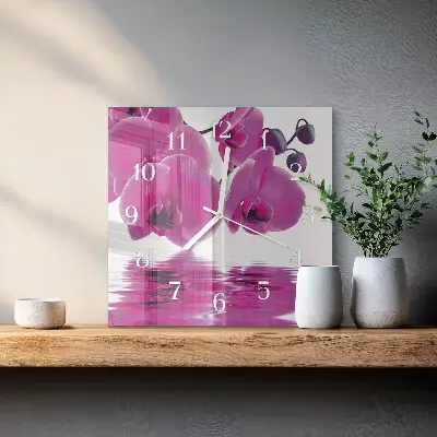 Quadratische wanduhr Orchidee