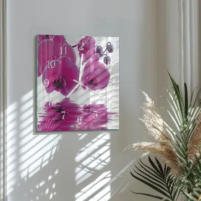 Quadratische wanduhr Orchidee