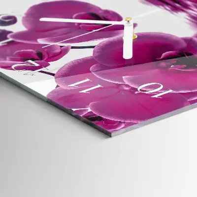 Quadratische wanduhr Orchidee