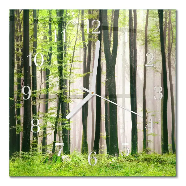 Glasuhr quadratisch Wald