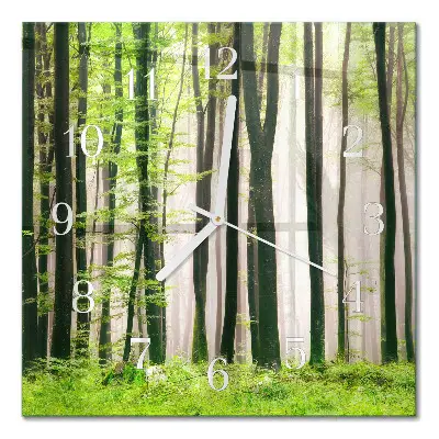Glasuhr quadratisch Wald