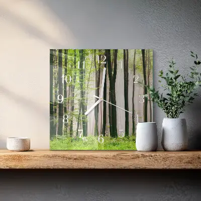 Glasuhr quadratisch Wald