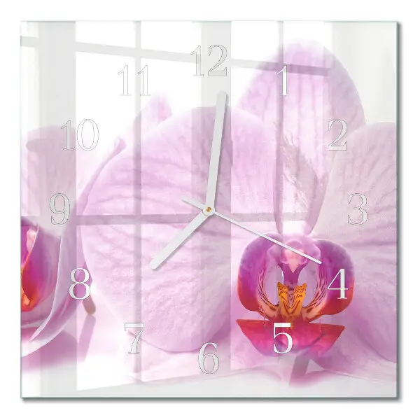 Moderne wanduhr quadratisch Orchidee
