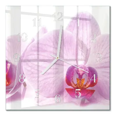 Moderne wanduhr quadratisch Orchidee