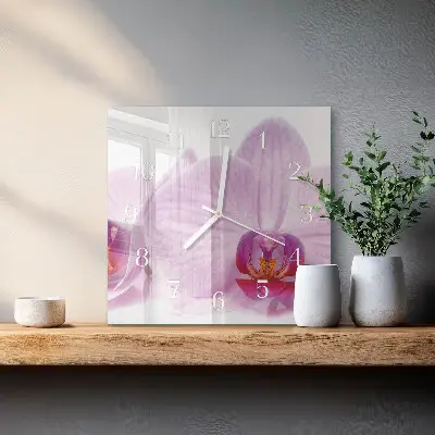 Moderne wanduhr quadratisch Orchidee