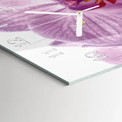 Moderne wanduhr quadratisch Orchidee