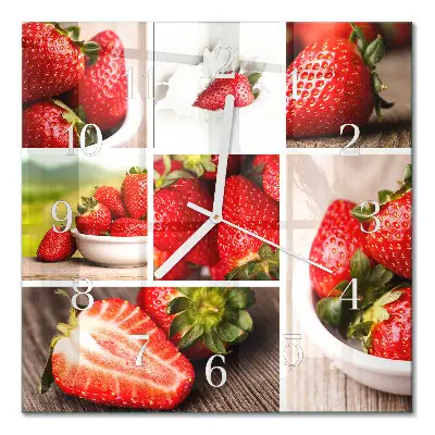 Quadratische wanduhr modern Erdbeeren