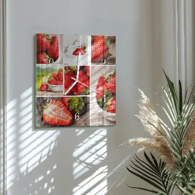 Quadratische wanduhr modern Erdbeeren