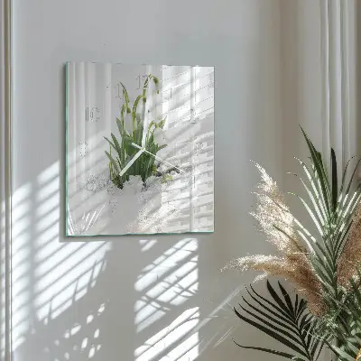 Quadratische wanduhr modern Schneeglöckchen