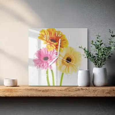 Wanduhr mit motiv quadratisch Blumen