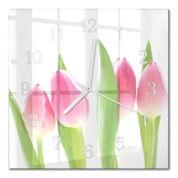 Moderne wanduhr quadratisch Tulpen