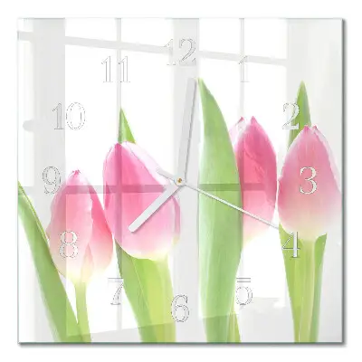 Moderne wanduhr quadratisch Tulpen