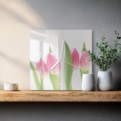 Moderne wanduhr quadratisch Tulpen