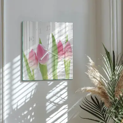 Moderne wanduhr quadratisch Tulpen