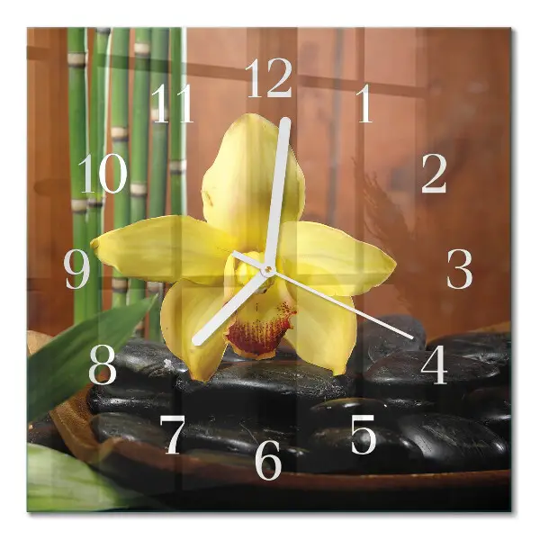 Wanduhr mit motiv quadratisch Bambusorchidee