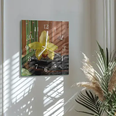 Wanduhr mit motiv quadratisch Bambusorchidee
