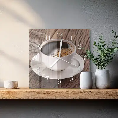 Quadratische wanduhr Kaffee