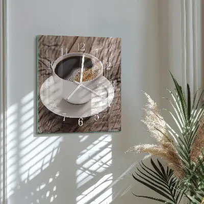 Quadratische wanduhr Kaffee