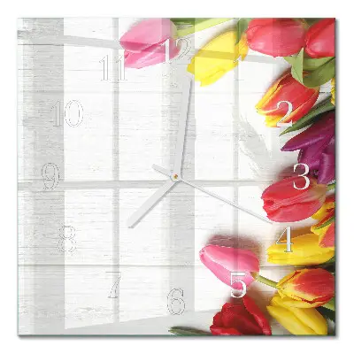Wanduhr mit motiv quadratisch Tulpen