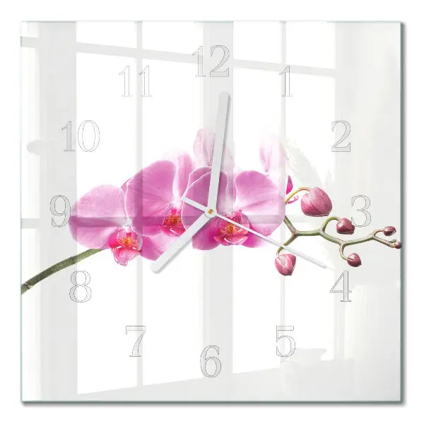 Quadratische wanduhr modern Orchidee