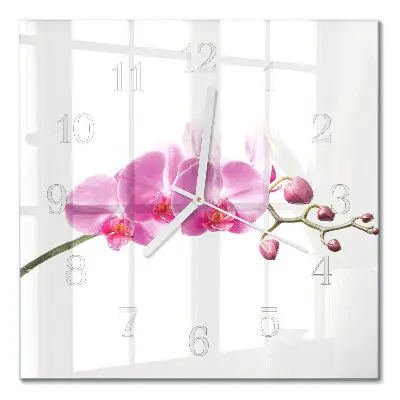 Quadratische wanduhr modern Orchidee