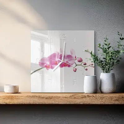 Quadratische wanduhr modern Orchidee