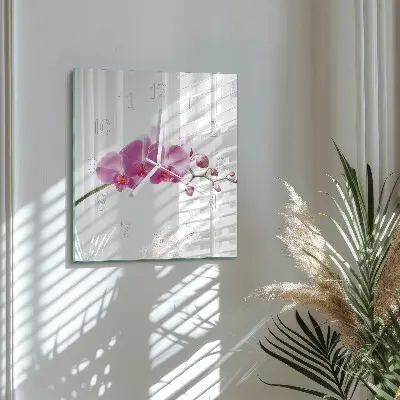 Quadratische wanduhr modern Orchidee