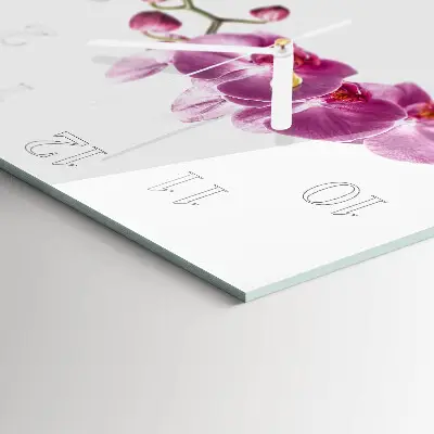 Quadratische wanduhr modern Orchidee
