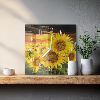 Moderne wanduhr quadratisch Sonnenblumen