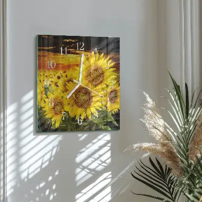 Moderne wanduhr quadratisch Sonnenblumen