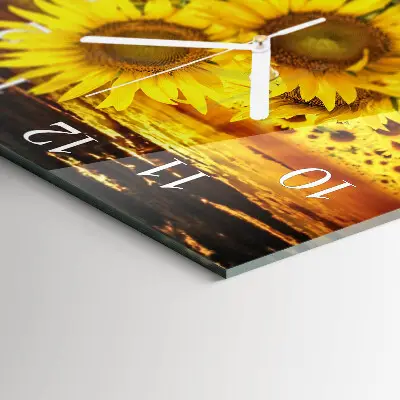 Moderne wanduhr quadratisch Sonnenblumen