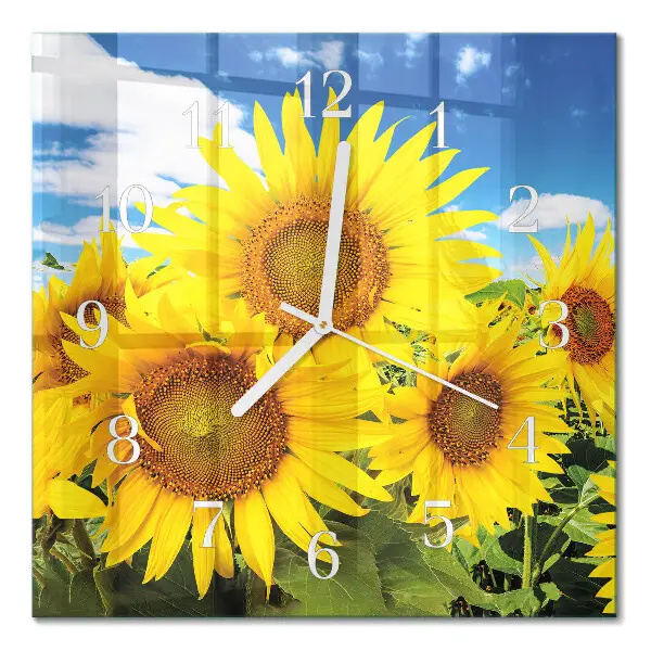 Quadratische wanduhr Sonnenblumen